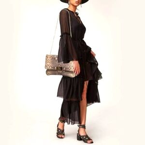 Michael Michael Kors Beige Python Embossed Leather Turnlock Purse